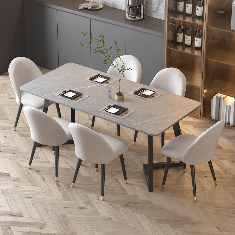 Gesinterde stenen eettafel moderne eettafel met zwart frame