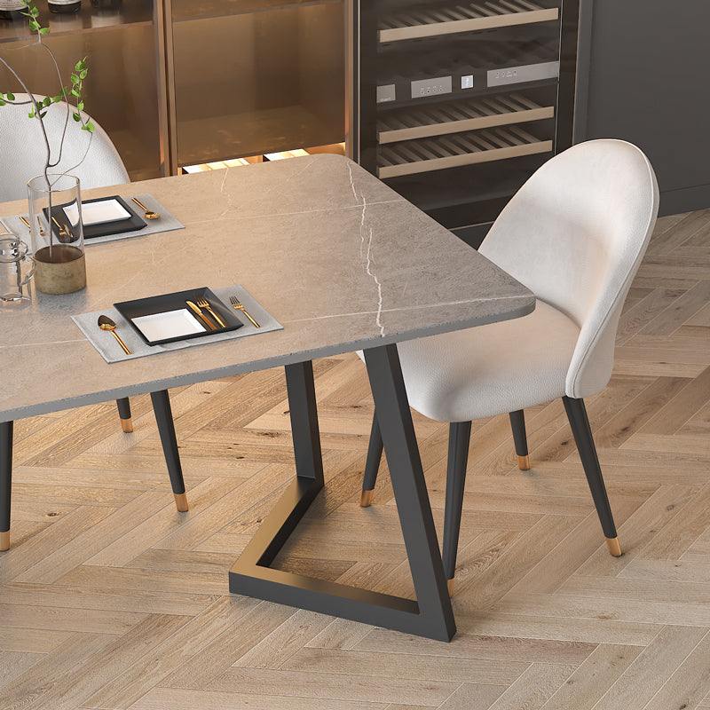 Gesinterde stenen eettafel moderne eettafel met zwart frame