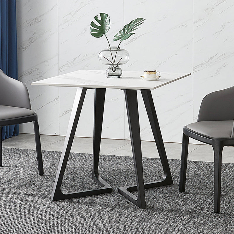 Sintered Stone Dining Table Industrial Double Pedestal Table for Dining Room