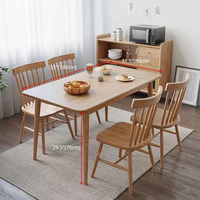 Rectangle Modern Dining Table Solid Wood Fixed Table for Kitchen