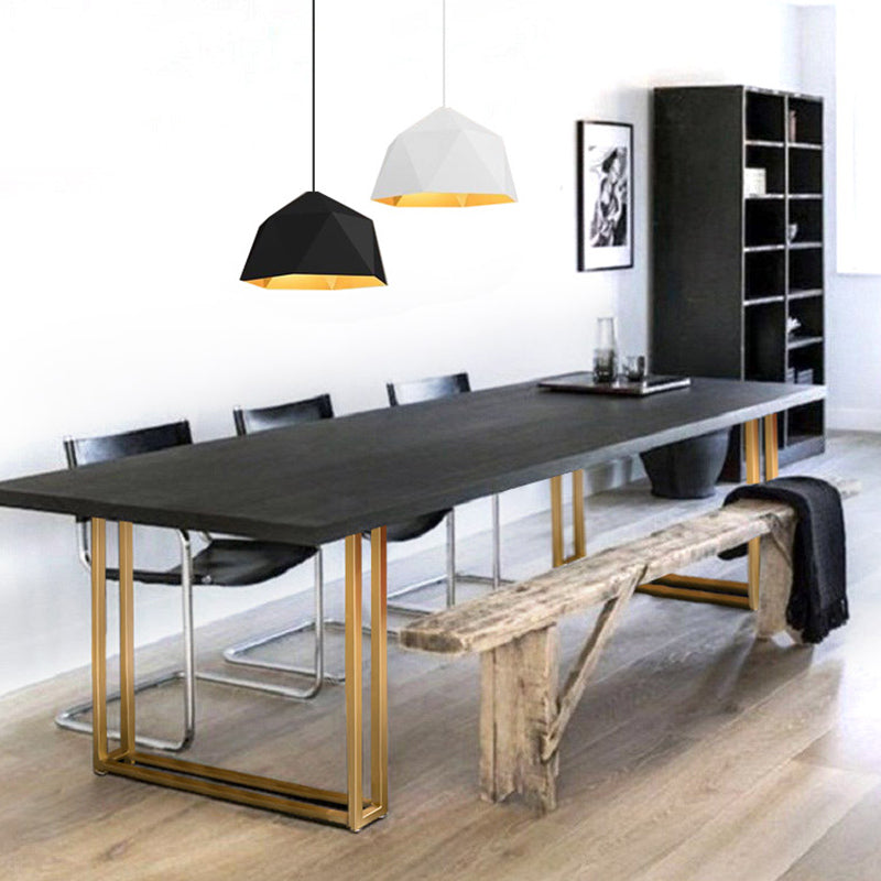 Mesa de comedor rectangular con pedestal doble, mesa fija de madera maciza de lujo