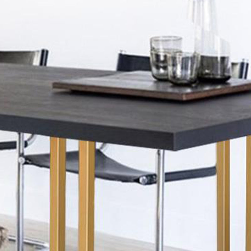 Mesa de comedor rectangular con pedestal doble, mesa fija de madera maciza de lujo