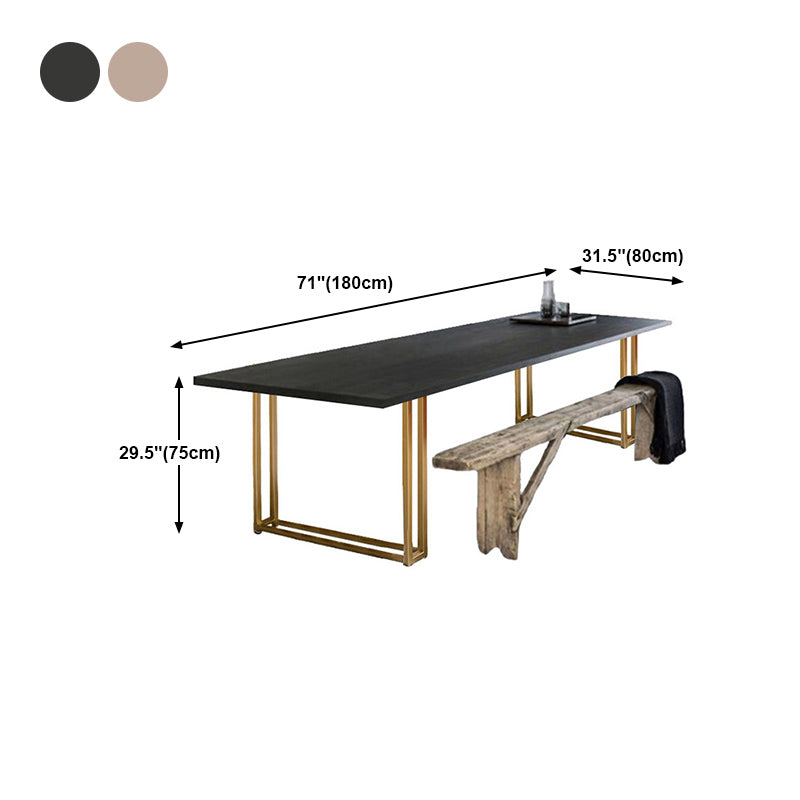 Mesa de comedor rectangular con pedestal doble, mesa fija de madera maciza de lujo