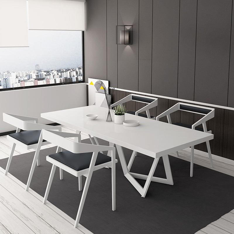 Mesa de comedor rectangular de estilo lujoso con pedestal doble, mesa fija con madera maciza