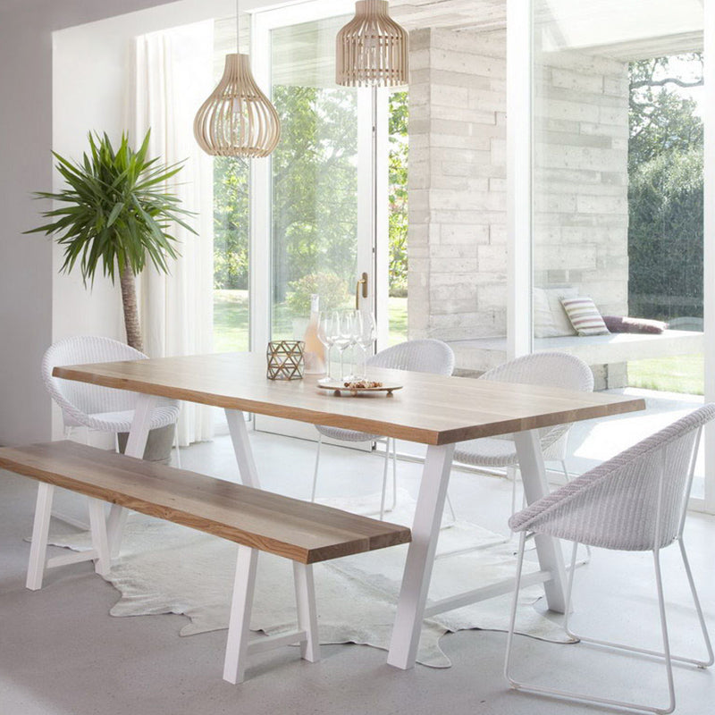 Rectangle Double Pedestal Glam Dining Table Solid Wood Fixed Table