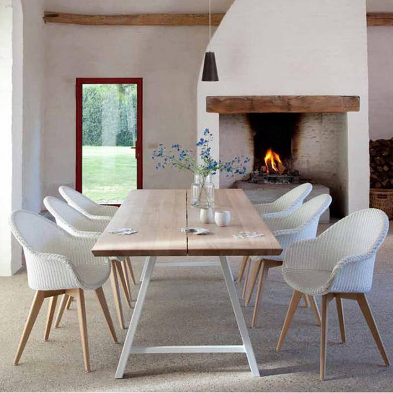 Rectangle Double Pedestal Glam Dining Table Solid Wood Fixed Table