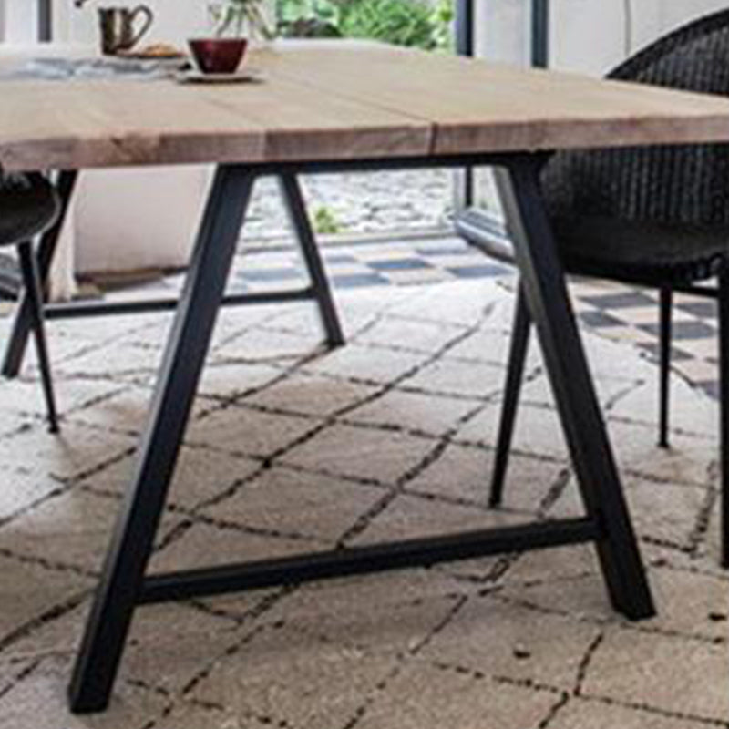Rectangle Double Pedestal Glam Dining Table Solid Wood Fixed Table