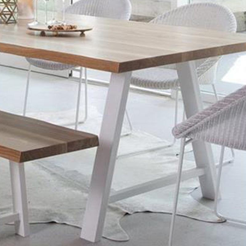 Rectangle Double Pedestal Glam Dining Table Solid Wood Fixed Table