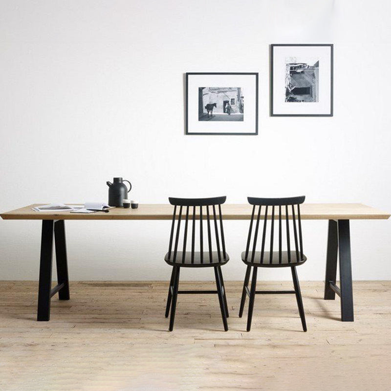 Rectangle Double Pedestal Glam Dining Table Solid Wood Fixed Table