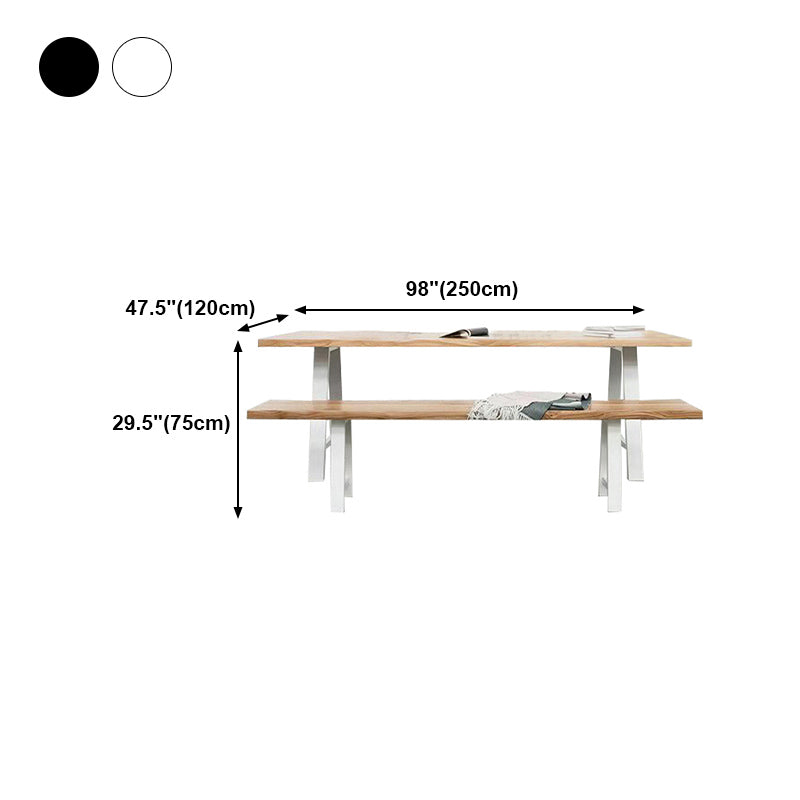 Rectangle Double Pedestal Glam Dining Table Solid Wood Fixed Table