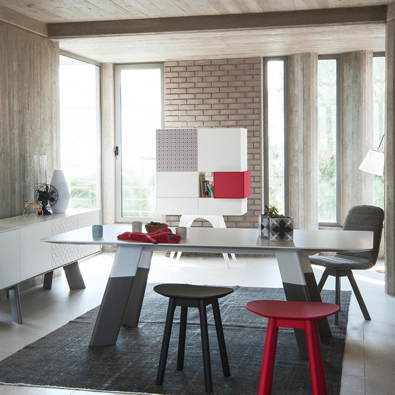 Table à manger rectangulaire en bois massif, style luxueux avec 4 pieds
