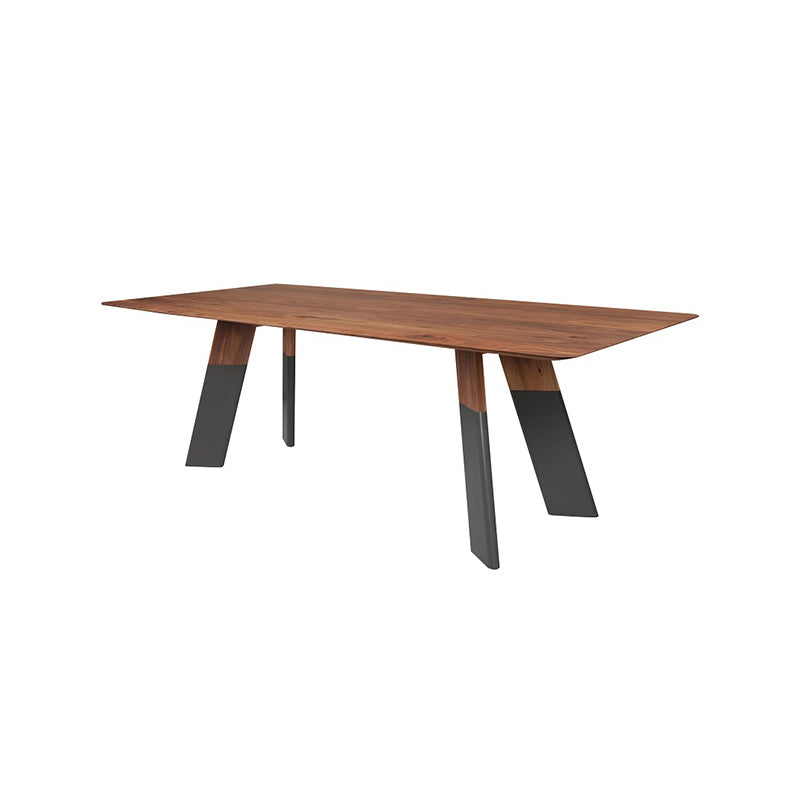 Table à manger rectangulaire en bois massif, style luxueux avec 4 pieds