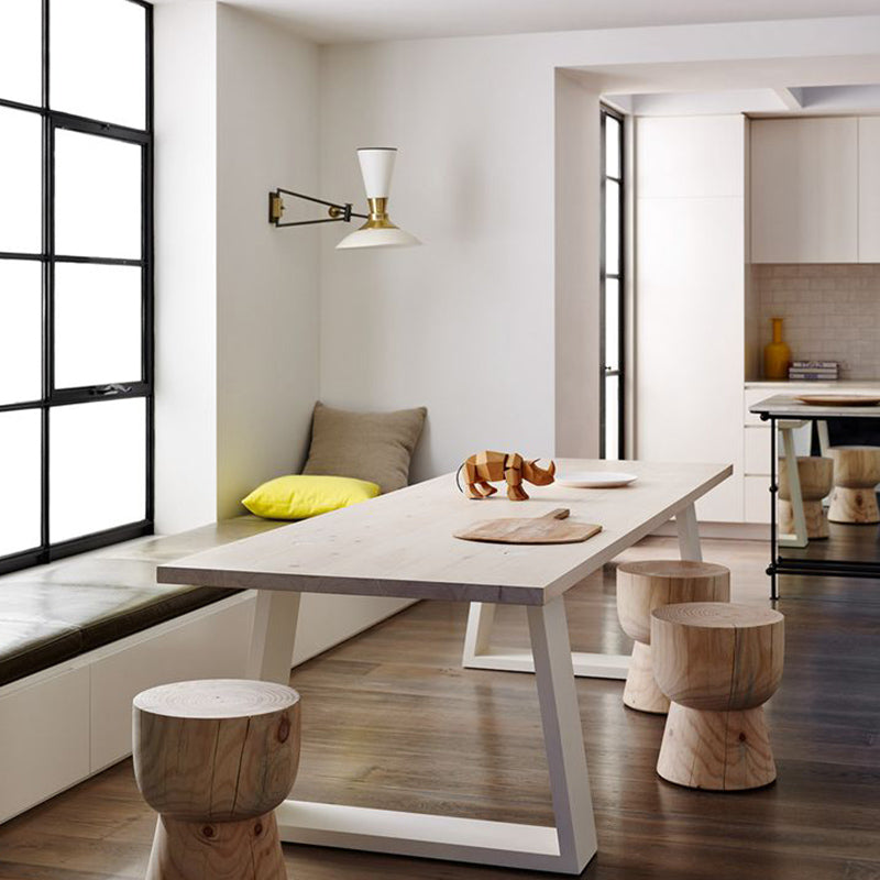 Mesa de comedor rectangular mesa de madera maciza de lujo con base de pedestal doble