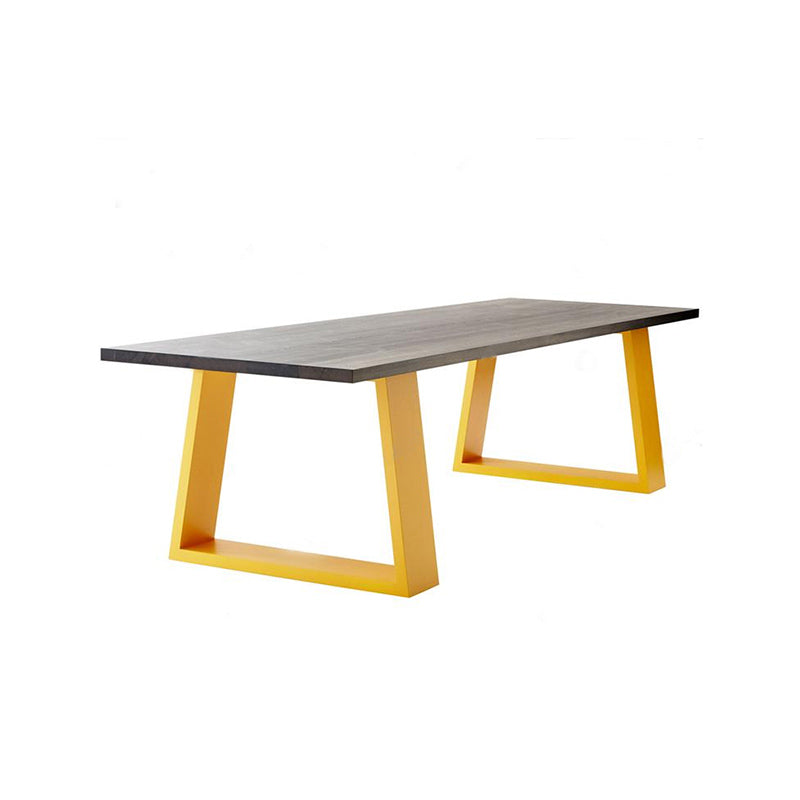 Mesa de comedor rectangular mesa de madera maciza de lujo con base de pedestal doble