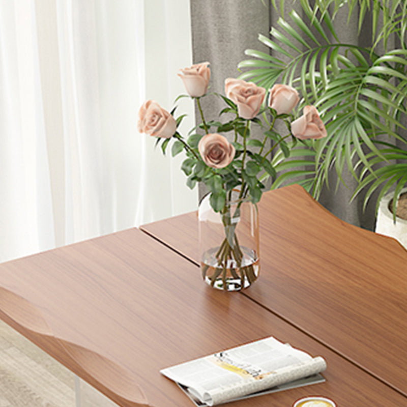 Luxury Wood Table for Restaurant Rectangle Dining Table with Acrylic Double Pedestal Base