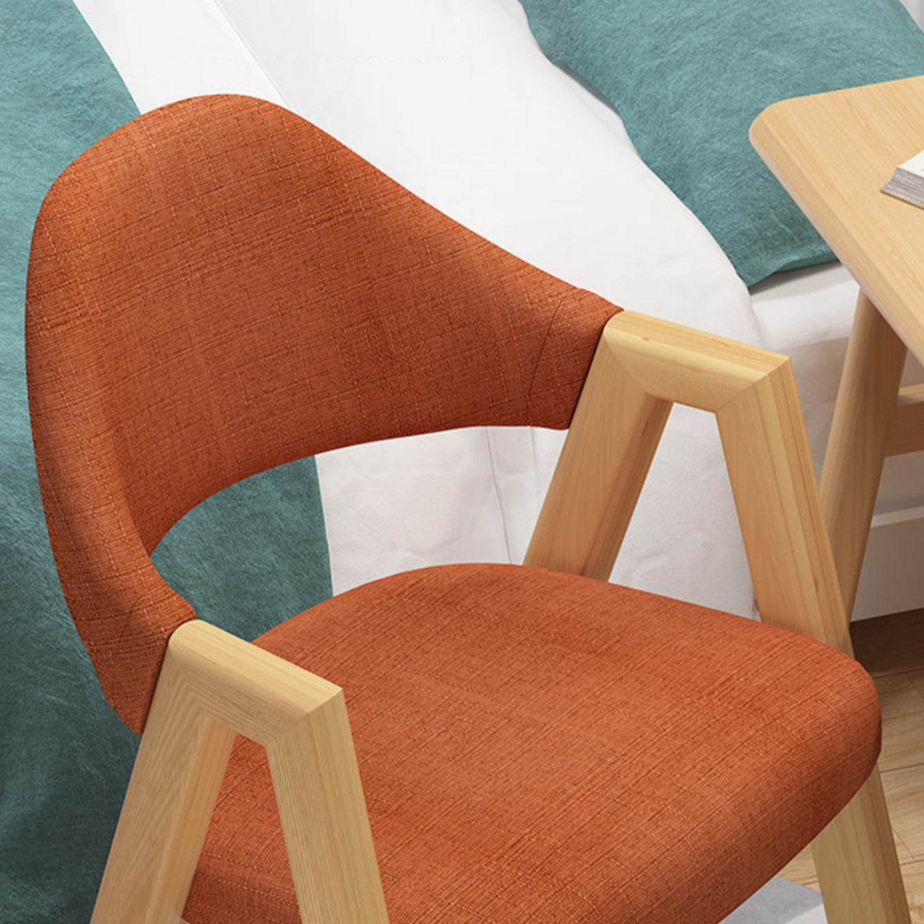 Silla de comedor moderna con respaldo abierto y acabado mate de sillón de tela para restaurante