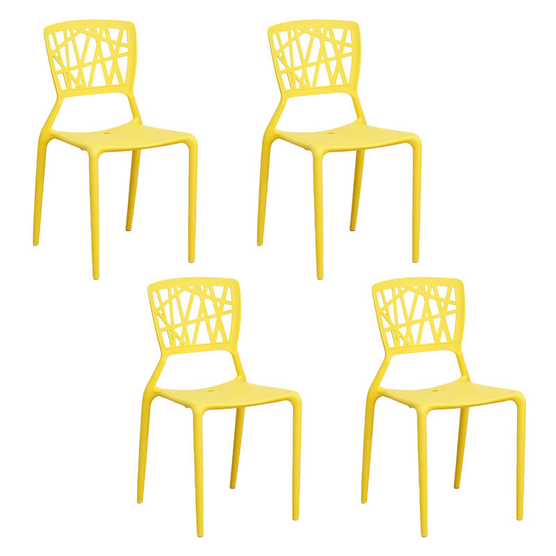 Silla trasera abierta contemporánea, silla lateral sin brazos de comedor apilable de plástico