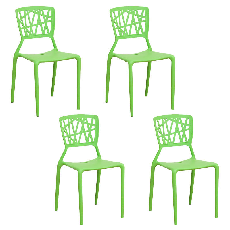 Silla trasera abierta contemporánea, silla lateral sin brazos de comedor apilable de plástico