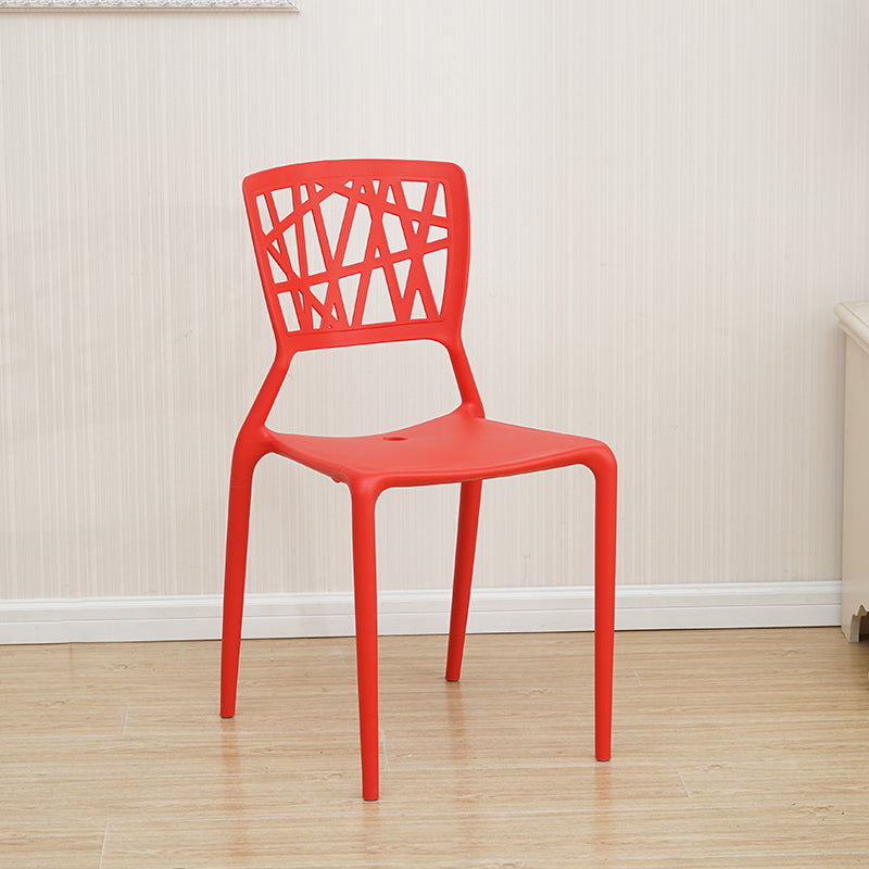 Silla trasera abierta contemporánea, silla lateral sin brazos de comedor apilable de plástico