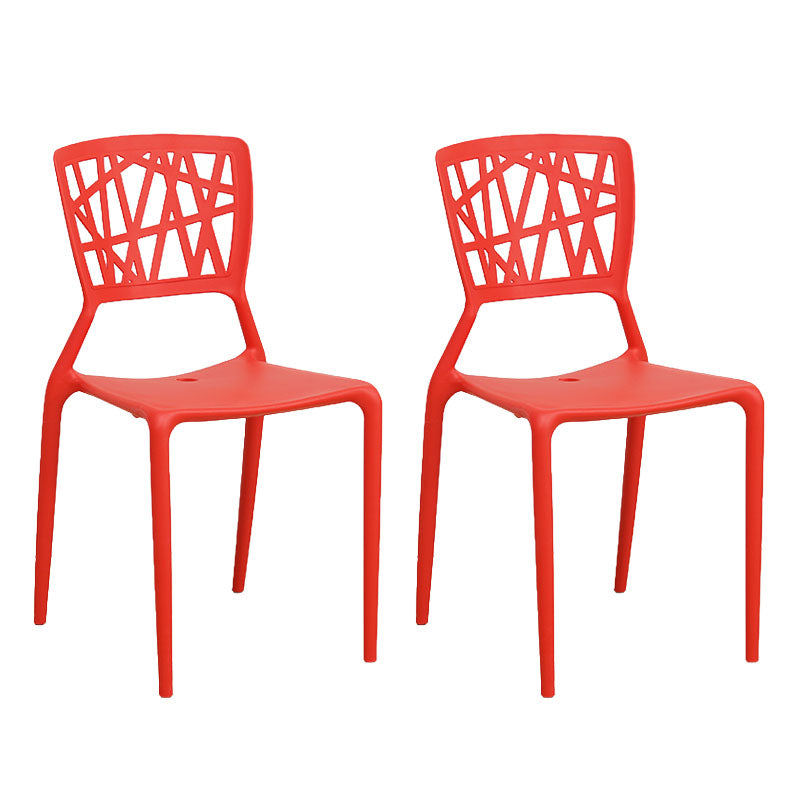 Silla trasera abierta contemporánea, silla lateral sin brazos de comedor apilable de plástico
