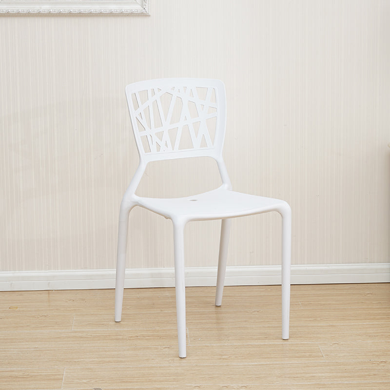 Silla trasera abierta contemporánea, silla lateral sin brazos de comedor apilable de plástico
