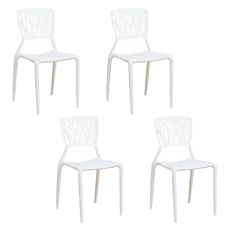 Silla trasera abierta contemporánea, silla lateral sin brazos de comedor apilable de plástico