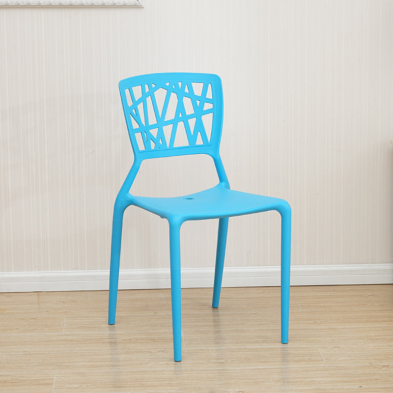 Silla trasera abierta contemporánea, silla lateral sin brazos de comedor apilable de plástico