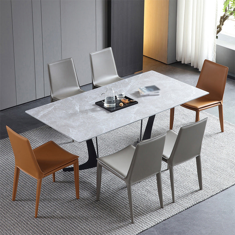 Silla lateral de cuero para restaurante, estilo diseñador, respaldo sólido, acabado mate, silla de comedor