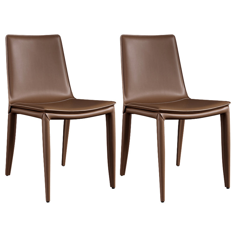 Silla lateral de cuero para restaurante, estilo diseñador, respaldo sólido, acabado mate, silla de comedor