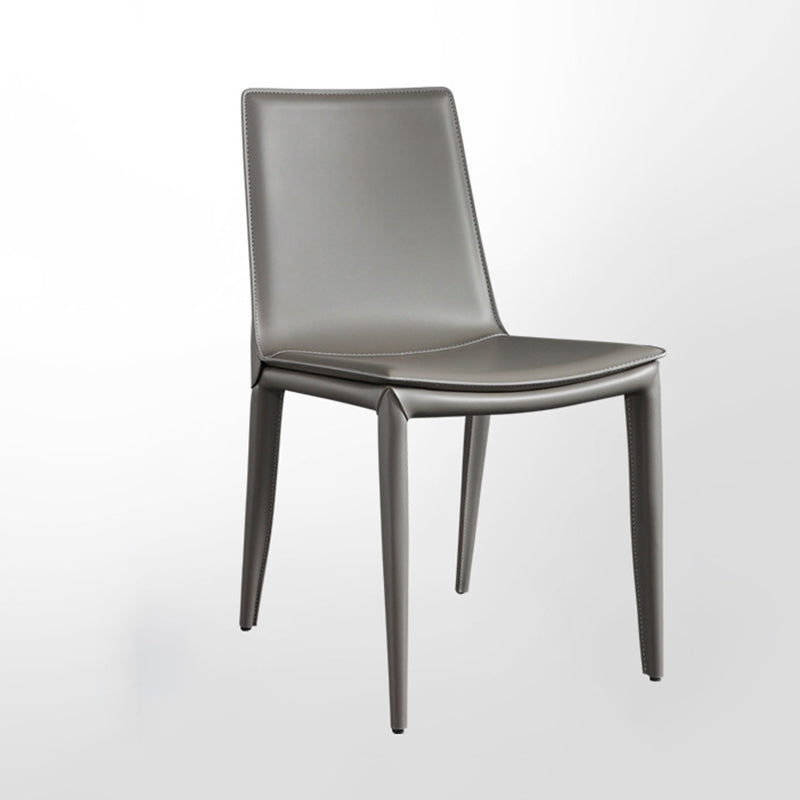 Silla lateral de cuero para restaurante, estilo diseñador, respaldo sólido, acabado mate, silla de comedor