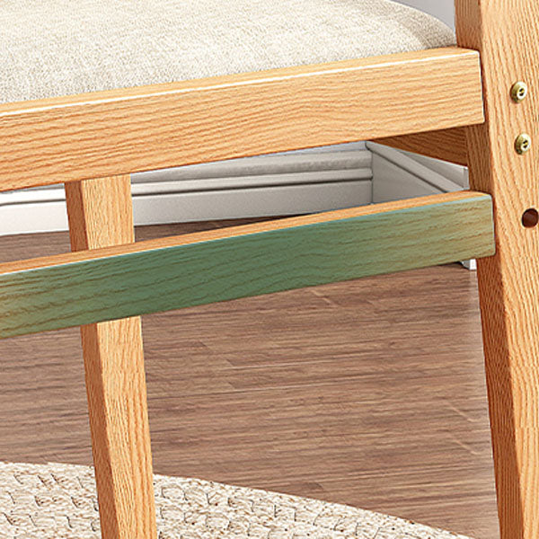 Silla lateral moderna de tela de madera de caucho, acabado mate, parte trasera abierta, silla de comedor