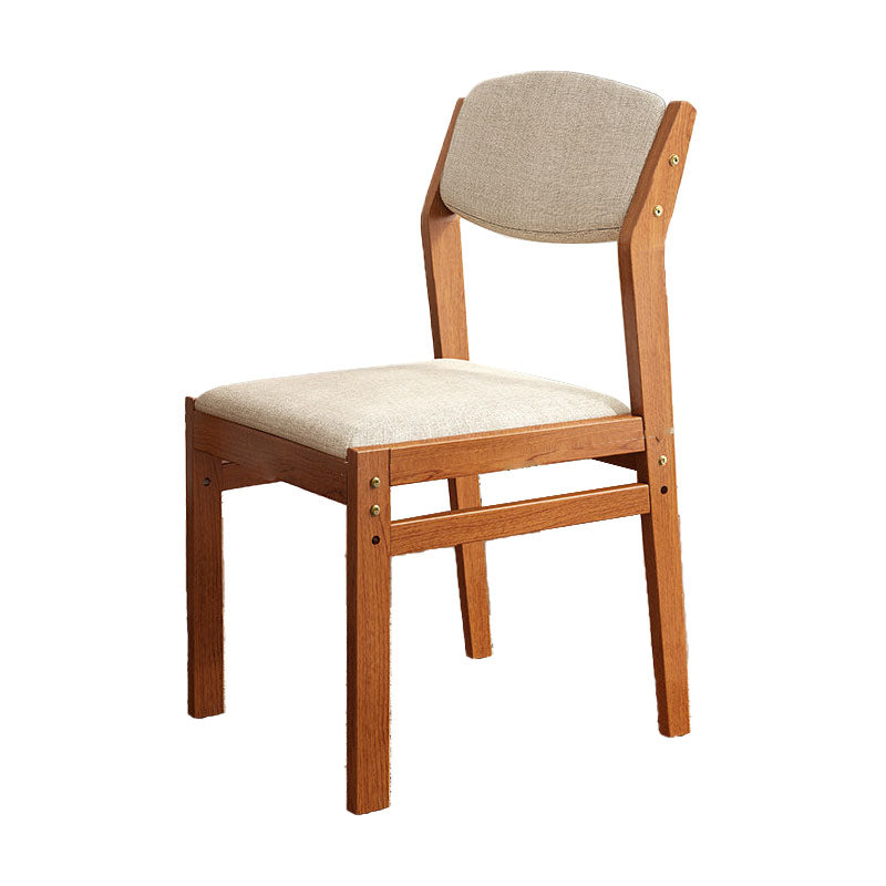 Silla lateral moderna de tela de madera de caucho, acabado mate, parte trasera abierta, silla de comedor