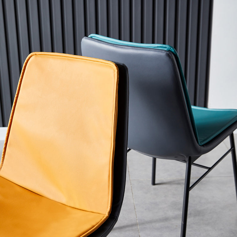 Imitación de cuero del diseño industrial que cena la silla sólida sin brazos de la parte posterior