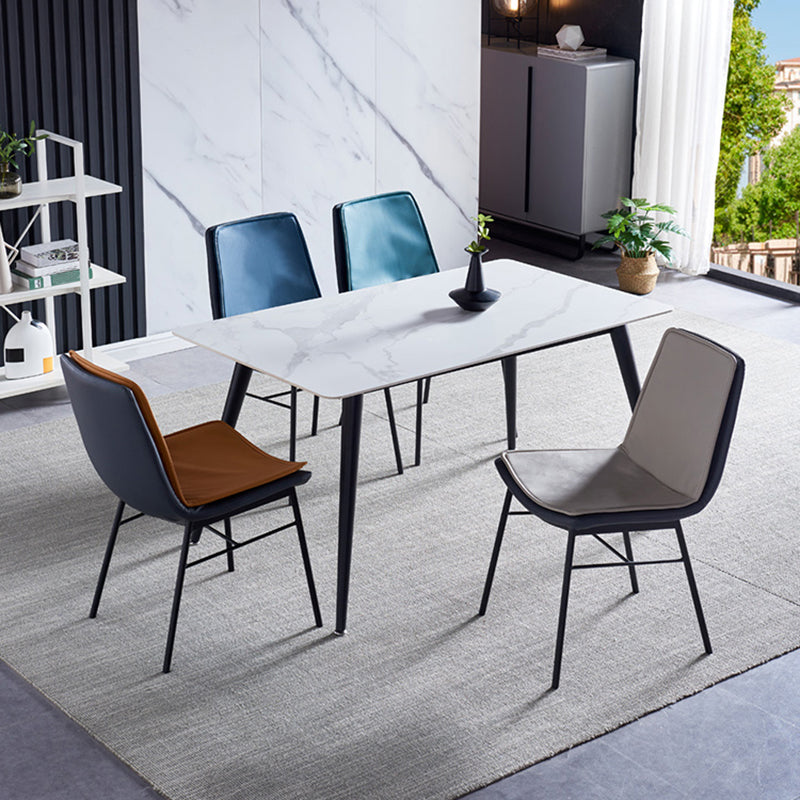 Imitación de cuero del diseño industrial que cena la silla sólida sin brazos de la parte posterior