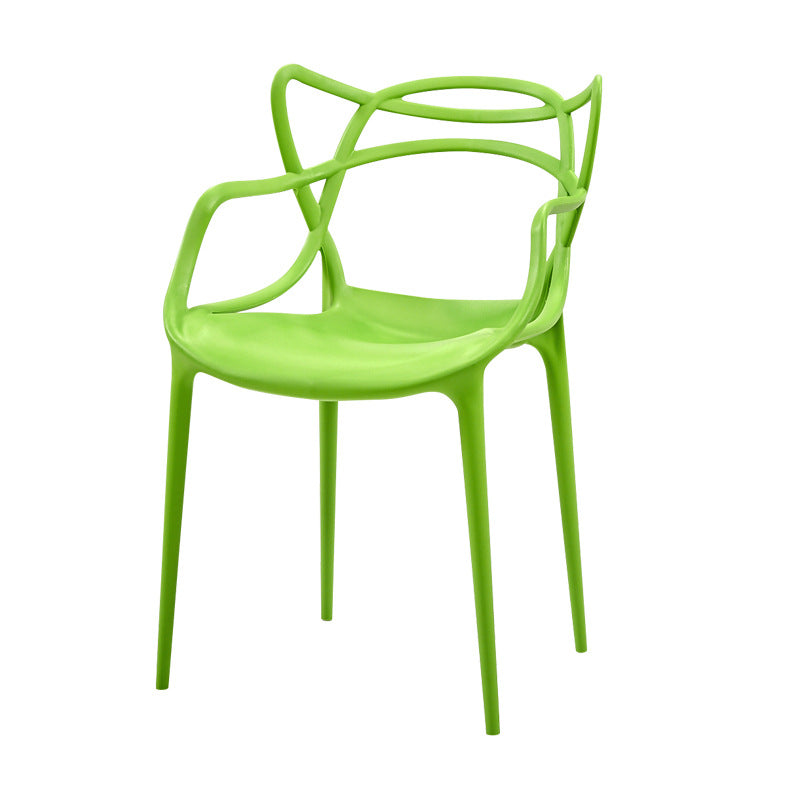 Chaise contemporaine à dossier ouvert, chaise d'appoint à bras de salle à manger avec pieds en plastique