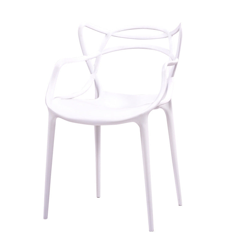 Chaise contemporaine à dossier ouvert, chaise d'appoint à bras de salle à manger avec pieds en plastique