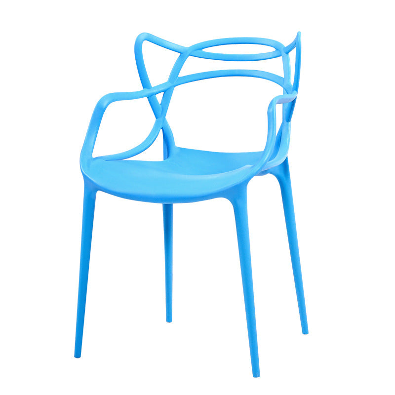 Chaise contemporaine à dossier ouvert, chaise d'appoint à bras de salle à manger avec pieds en plastique