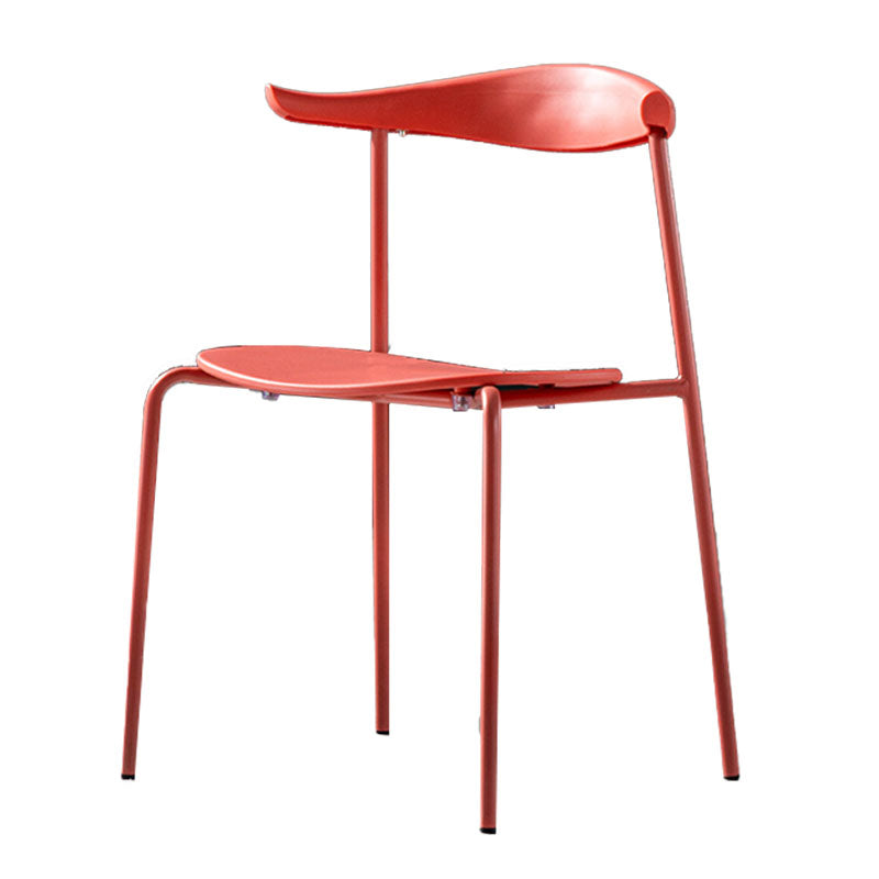 Chaise contemporaine à dossier ouvert, chaise d'appoint sans accoudoirs avec pieds en métal