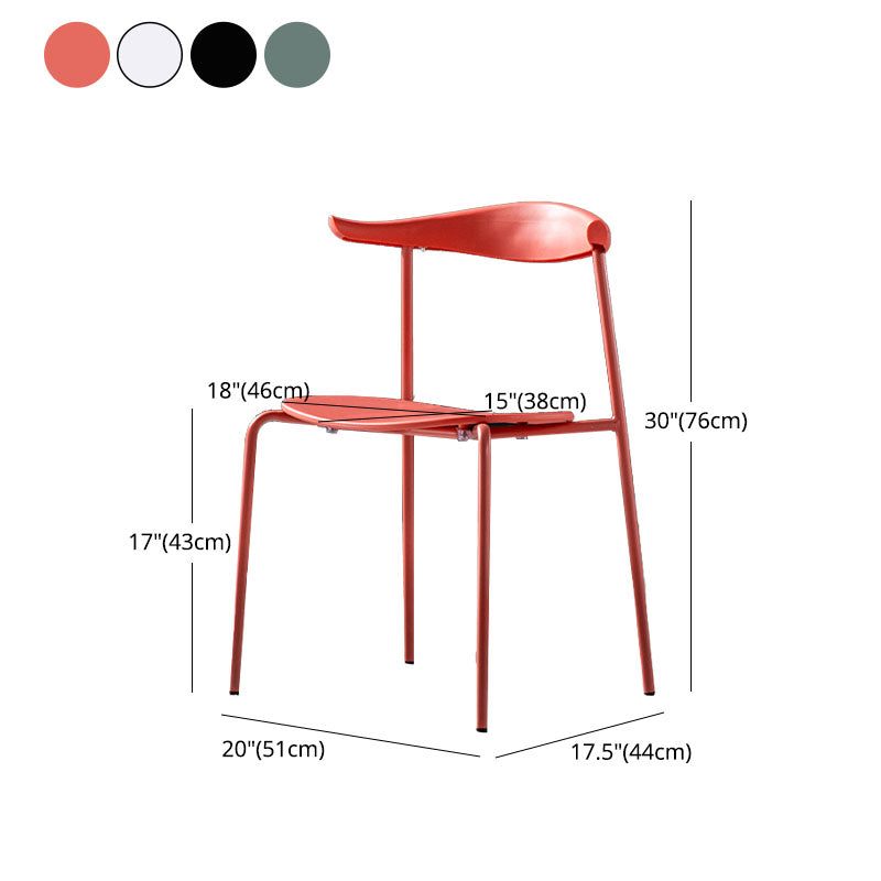 Silla contemporánea con respaldo abierto, silla auxiliar sin brazos con patas de metal