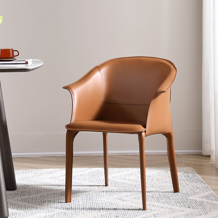 Silla de comedor de metal moderno, silla de comedor de cuero para uso en restaurantes