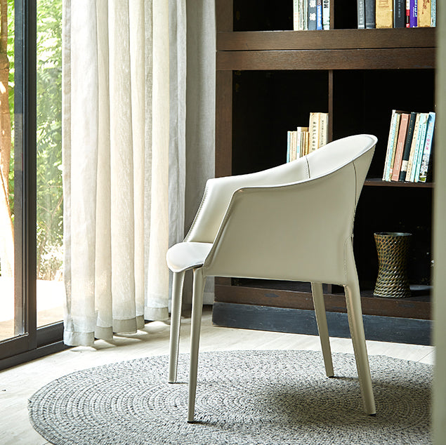 Silla de comedor de metal moderno, silla de comedor de cuero para uso en restaurantes