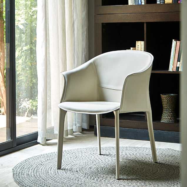Silla de comedor de metal moderno, silla de comedor de cuero para uso en restaurantes