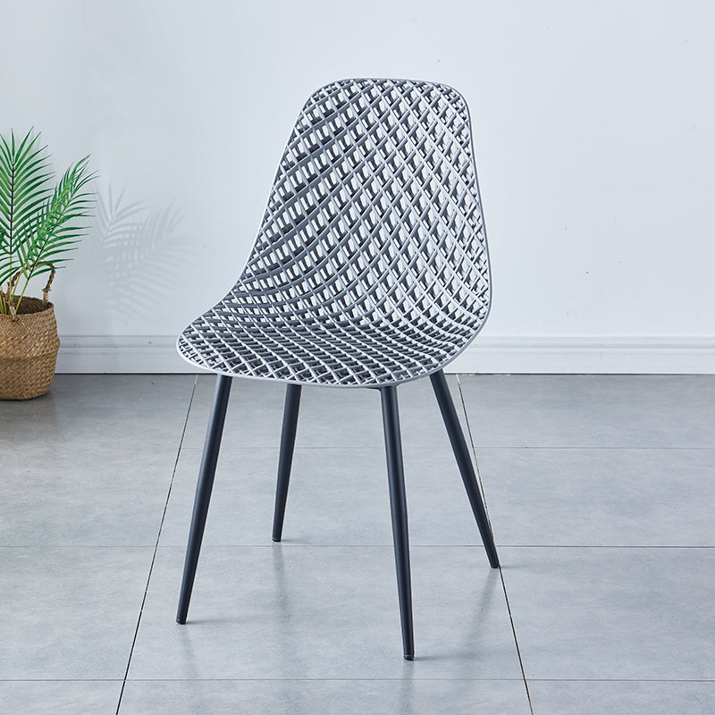 Chaise de cuisine contemporaine chaise latéral sans bras avec des jambes en métal