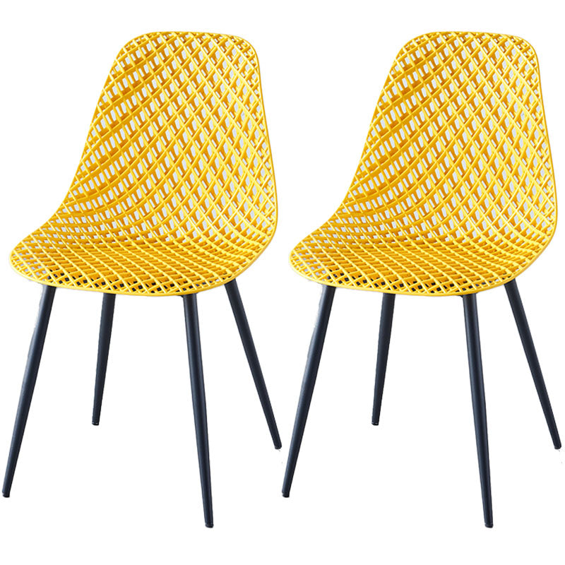 Chaise de cuisine contemporaine chaise latéral sans bras avec des jambes en métal