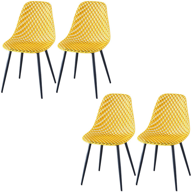 Chaise de cuisine contemporaine chaise latéral sans bras avec des jambes en métal