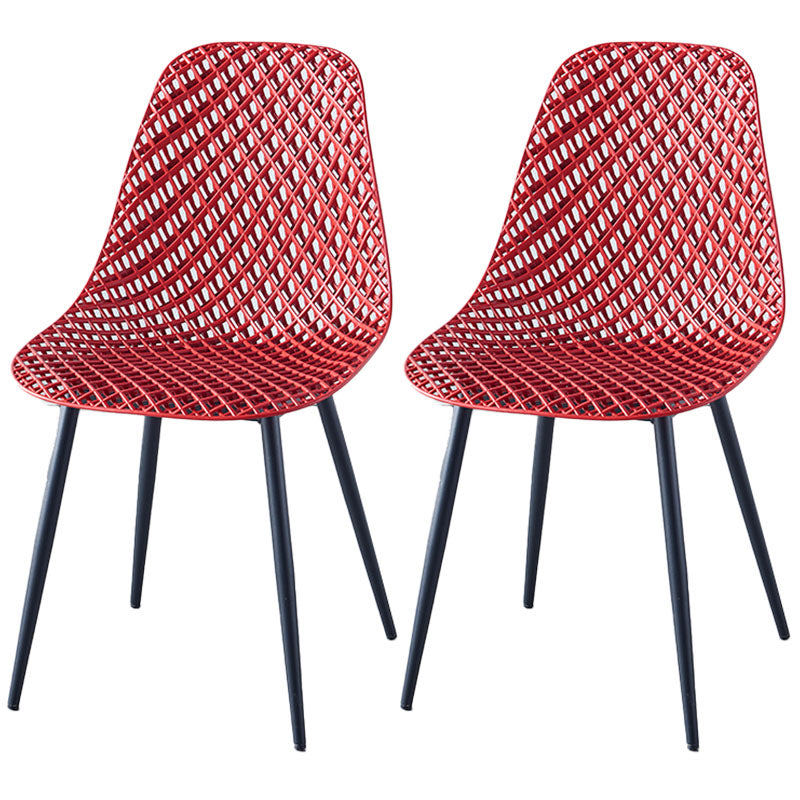 Chaise de cuisine contemporaine chaise latéral sans bras avec des jambes en métal