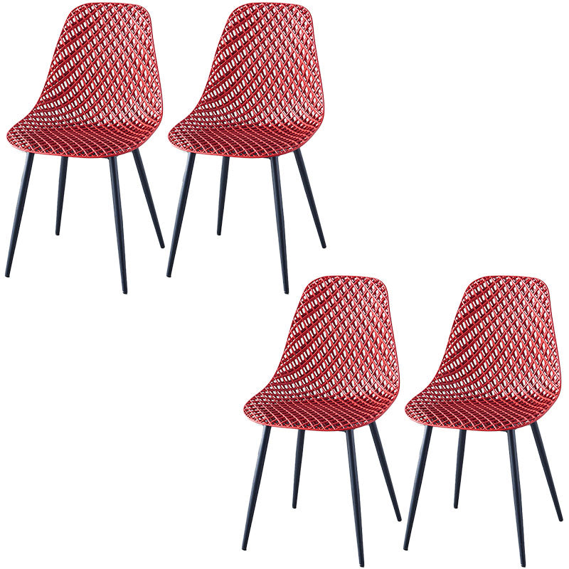 Chaise de cuisine contemporaine chaise latéral sans bras avec des jambes en métal