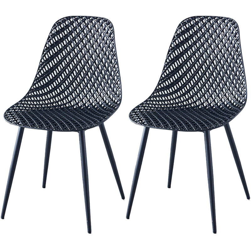 Chaise de cuisine contemporaine chaise latéral sans bras avec des jambes en métal