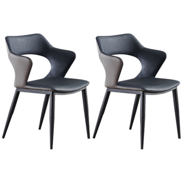 Chaises de cuisine contemporaines, chaises d'appoint à bras arrière ouvert avec pieds en métal