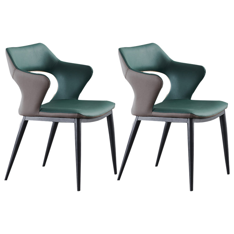Chaises de cuisine contemporaines, chaises d'appoint à bras arrière ouvert avec pieds en métal